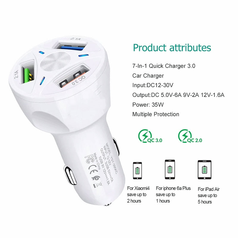 Carregador de telefone para carro com luz LED