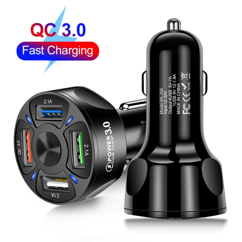 Car Charger Take advantage of this new car charger to charge your smartphone or any other device from your car Quickly recharge your devices with this car charger equipped with several usb ports. Possibility of recharging several devices at the same time. Compatible with a variety of USB devices, such as mobile phones, tablets, charging treasures, driving recorders, etc.